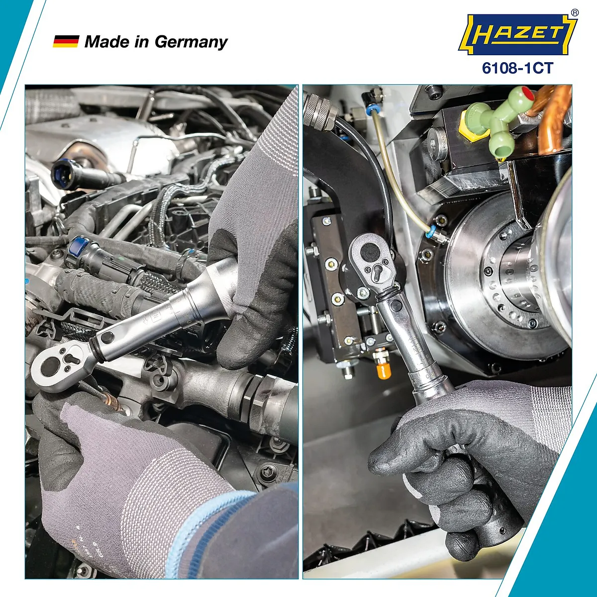 1⁄4″ Momentový kľúč · 2 – 10 Nm · ±2 % · S prepínacou račňou HiPer HAZET 6108-1CT
