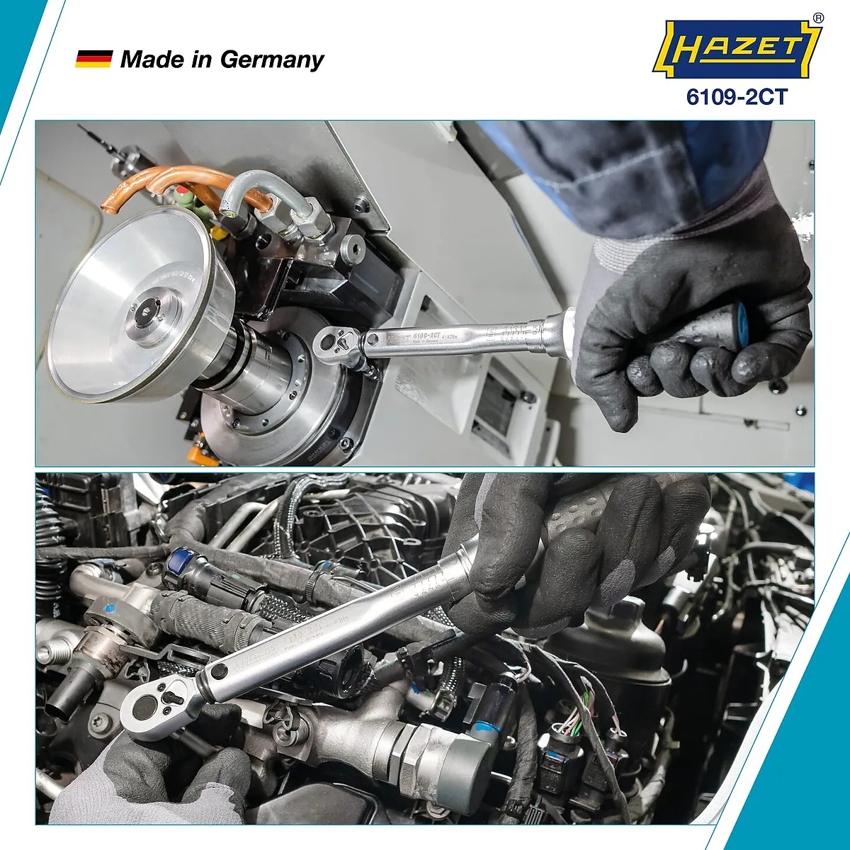 1⁄4″ Momentový kľúč s DAkkS kalibračným listom · 4 – 40 Nm · ±2 % · S prepínacou račňou HiPer HAZET 6109-2CTCAL