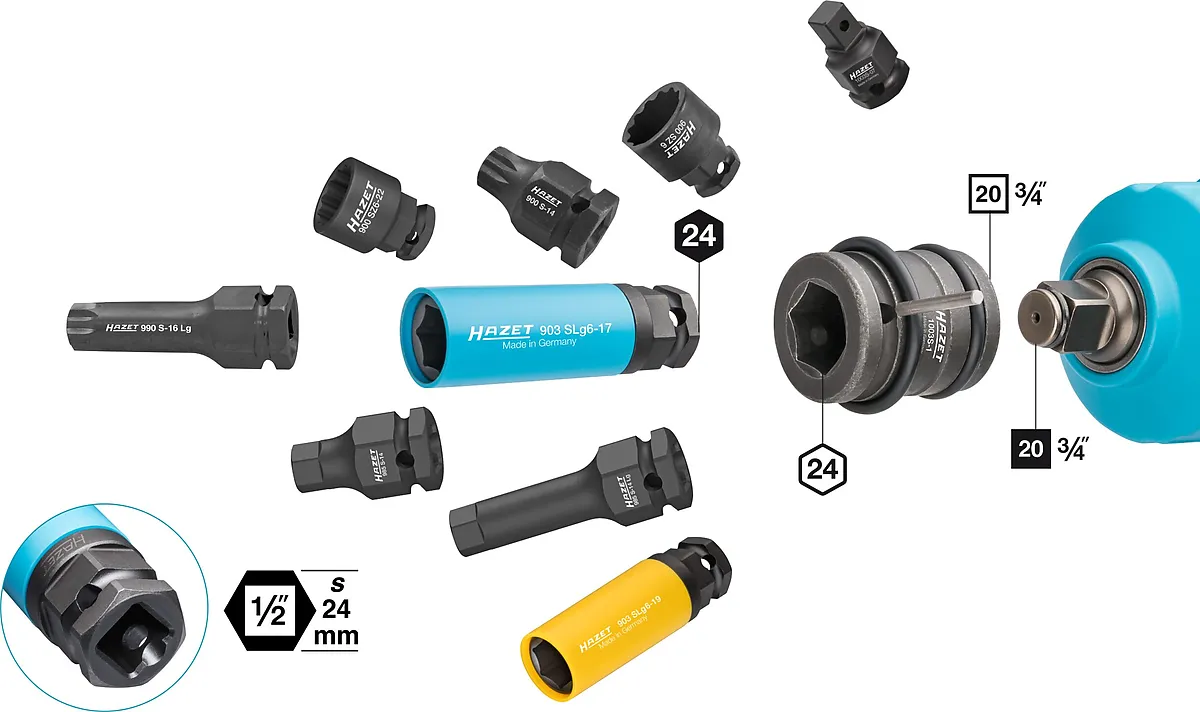 3⁄4″ Silový adaptér na vnútorný šesťhran · dĺžka 54 mm HAZET 1003S-1