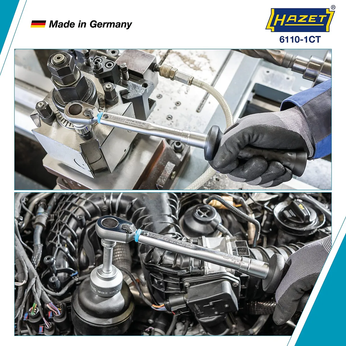 3⁄8″ Momentový kľúč · 5 – 60 Nm · ±2 % · S prepínacou račňou HiPer HAZET 6110-1CT