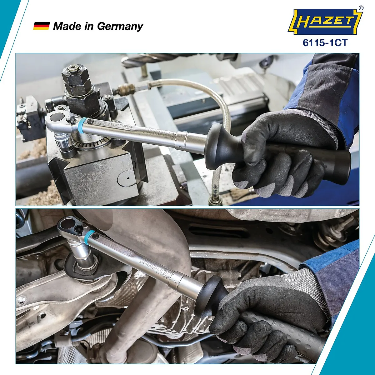 3⁄8″ Momentový kľúč · US STANDARD · 27,1 – 135,6 Nm · 20 – 100 lbf·ft · ±3 % · S prepínacou račňou HiPer HAZET 6115-1CT