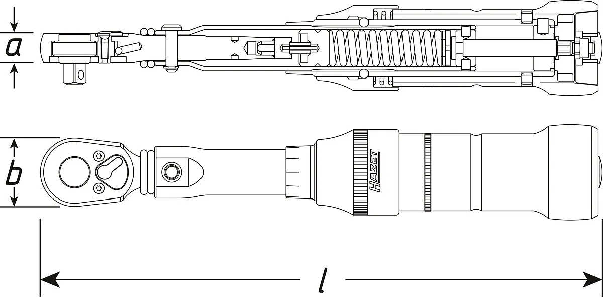 3⁄8″ Momentový kľúč · US STANDARD · 6,8 – 54,2 Nm · 5 – 40 lbf·ft · ±3 % · S prepínacou račňou HiPer HAZET 6114-1CT