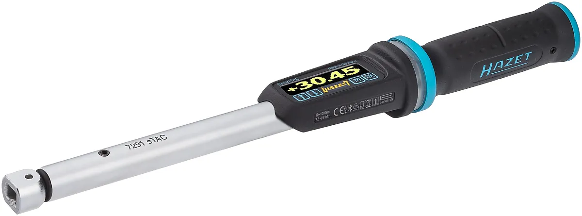 9 × 12 mm · 3⁄8″ Elektronický momentový a uhlový kľúč · 10 – 100 Nm · 7.5 – 75 lbf·ft · ±1 % HAZET 7291-5STAC