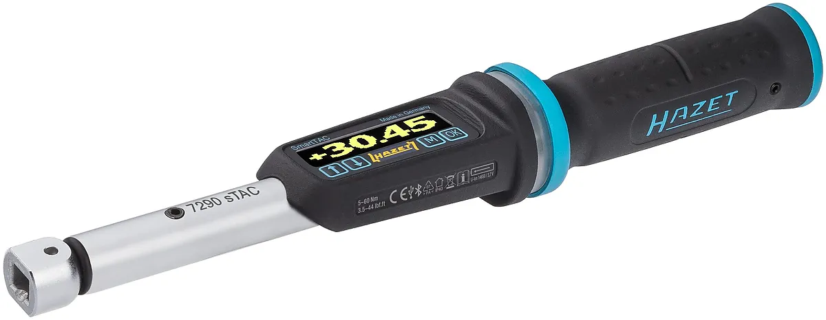 9 × 12 mm · 3⁄8″ Elektronický momentový a uhlový kľúč · 5 – 60 Nm · 3.5 – 44 lbf·ft · ±1 % HAZET 7290-2STACCAL