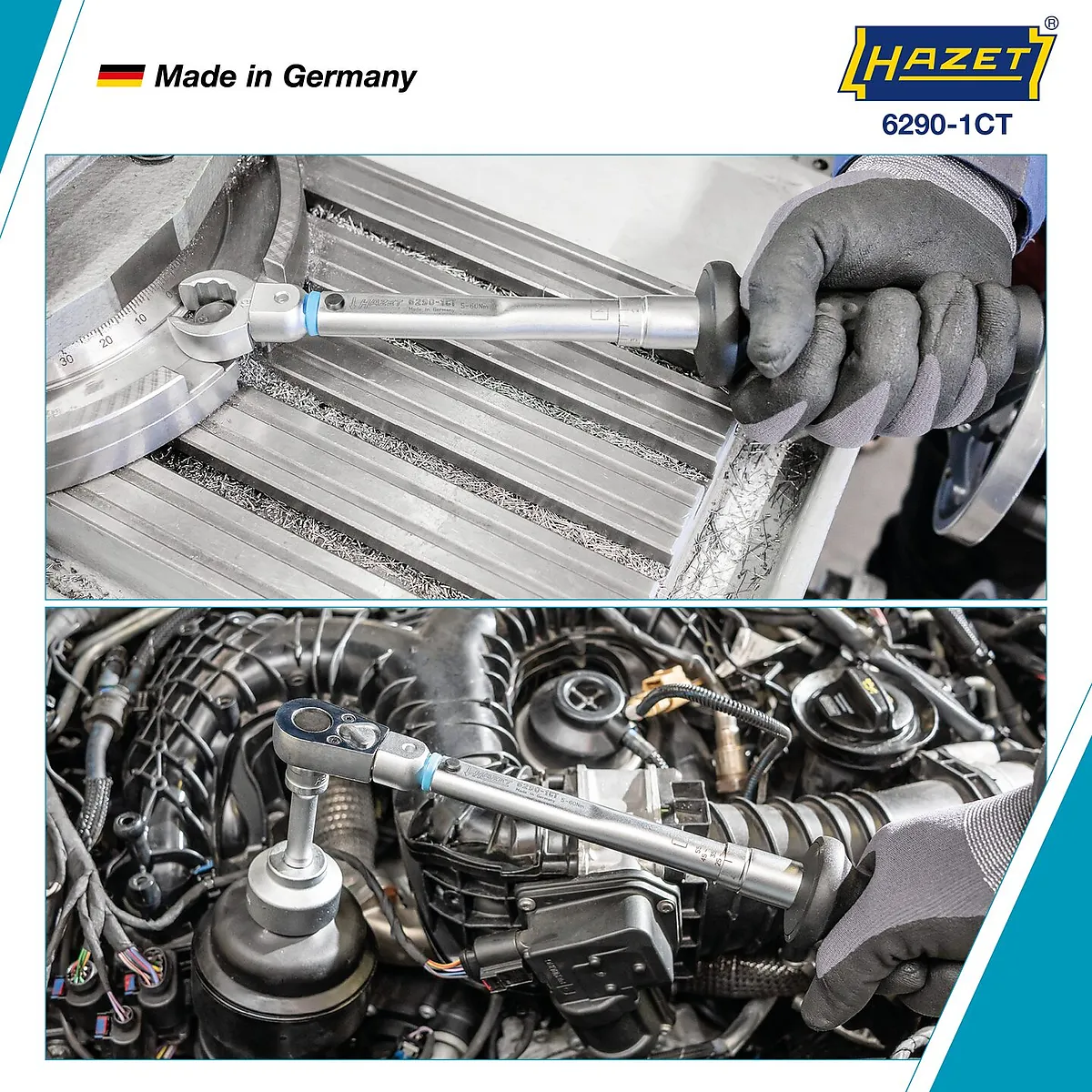 9 × 12 mm Momentový kľúč s DAkkS kalibračným listom · 5 – 60 Nm · ±2 % HAZET 6290-1CTCAL