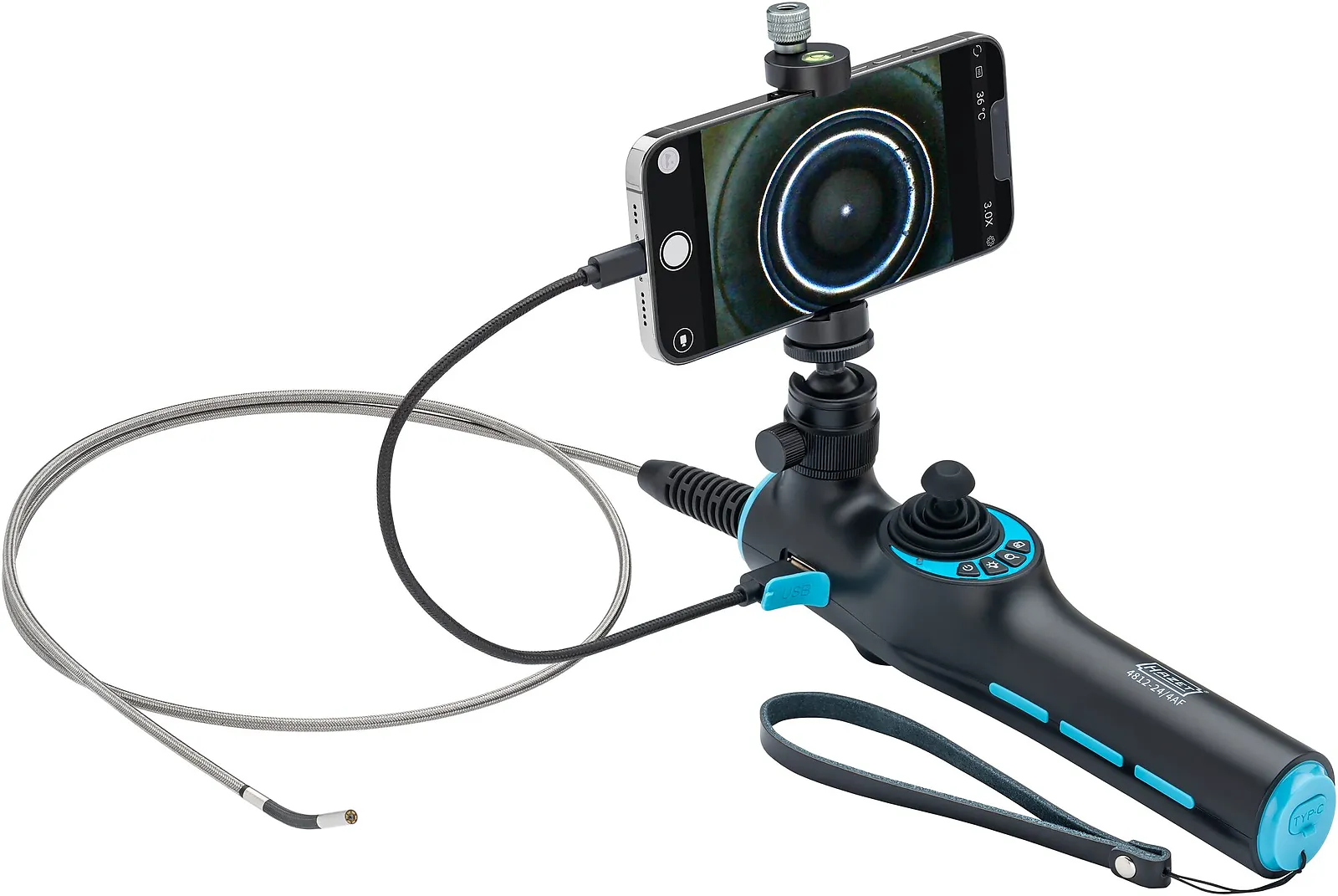 HD videoendoskop - sada s konzolou otočnou o 360 ° · ⌀ 3,9 mm HAZET 4812-24/4AF