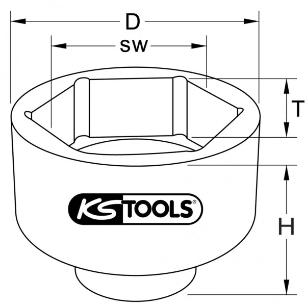 1" kľúč na axiálne matice, 8-hranový, krátky, 85 mm KS Tools 460.3430