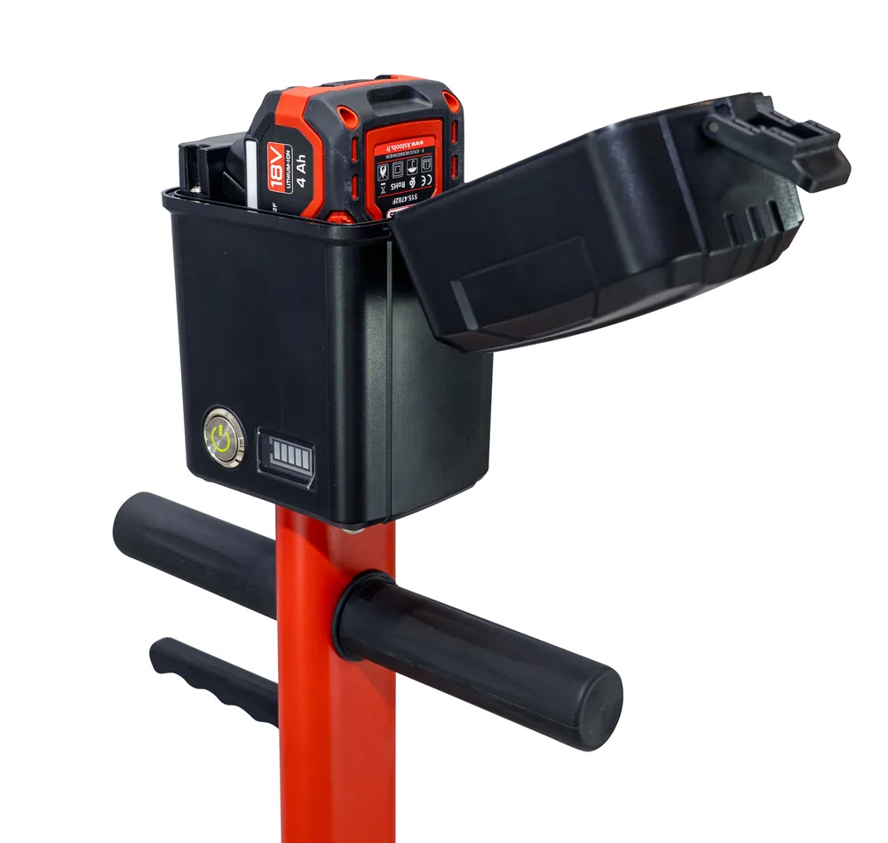 18 V akumulátorový zdvihák, 40 t/20 t (dlhý), s 18 V akumulátorom 4 Ah a rýchlou nabíjačkou KS Tools 160.0742F-A1