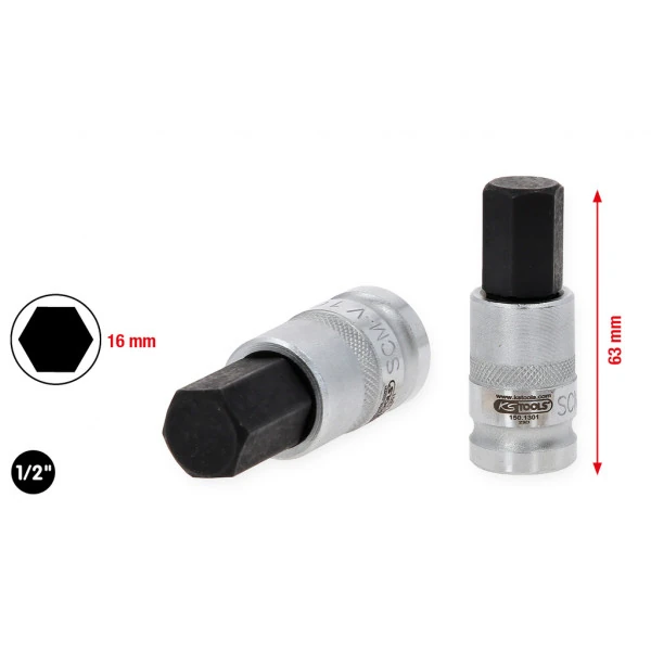 KS Tools 1/2" nástrčný bit inbusový pre upevňovacie prvky vysokonapäťovej batérie pre VAG, 16mm 150.1301