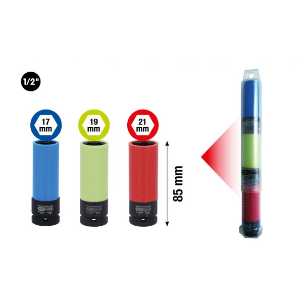 KS Tools 1/2" súprava silových nástrčných orechov pre hliníkové disky, robustné, 3-dielna 515.0875