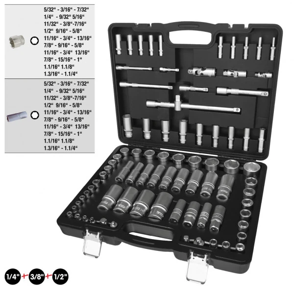 KS Tools 1/4"+3/8"+1/2" súprava nástrčkových kľúčov, 82-dielna, palcové rozmery  917.0082
