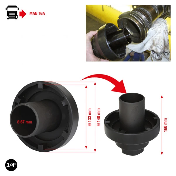 KS Tools 3/4" kľúč na drážkové matice s vodiacou rúrou, MAN TGA 450.0175