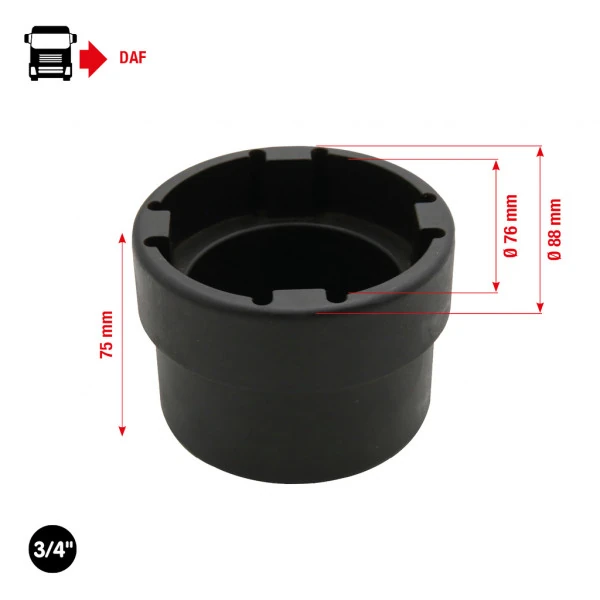 KS Tools 3/4" kľúč na drážkové matice so 4 čapmi pre DAF, vnútorný čap ? 66,8mm 460.3740