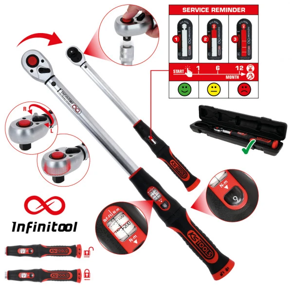 KS Tools 3/8" INFINITOOL momentový kľúč s račňou, 10-50 Nm 516.9022