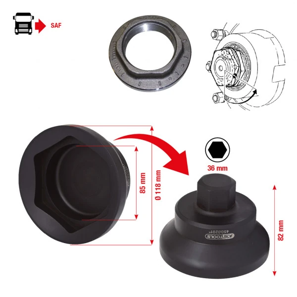 KS Tools Kľúč na axiálne matice pre SAF 85mm, ? 118mm 450.0201