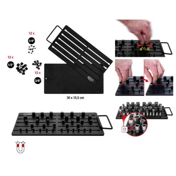 KS Tools Magnetický organizačný systém na nástrčkové orechy, 38-dielny 800.0185
