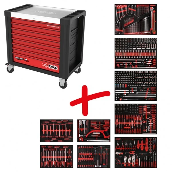 KS Tools Performanceplus súprava dielenského vozíka P30 so 706 dielmi náradia v 7 zásuvkách 830.9706
