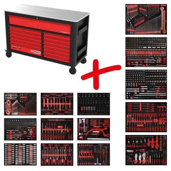 KS Tools Performanceplus súprava dielenského vozíka P45 s 950 dielmi náradia v 13 zásuvkách 845.14950