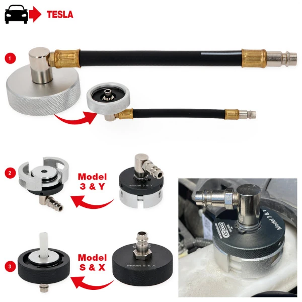 KS Tools Súprava adaptérov na odvzdušňovanie bŕzd pre vozidlá Tesla, 3-dielna 160.0695