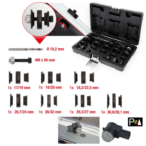 KS Tools Súprava dierovadiel pre senzory PDC, 23-dielna 140.2650