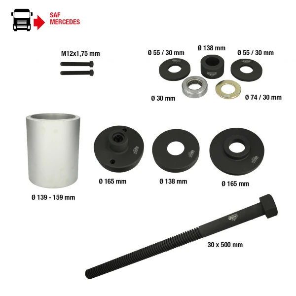 KS Tools Súprava náradia pre 3D puzdrá pre nápravy SAF, Mercedes DCA a HT, 12-dielna 460.4885