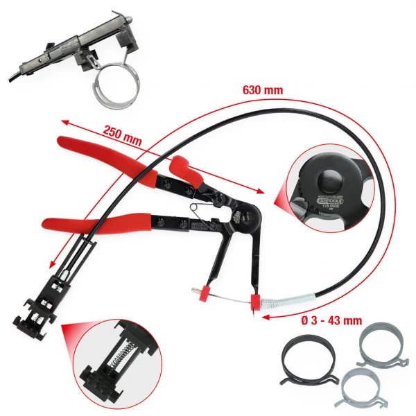 KS Tools Univerzálne kliešte na hadicové spoje s lanovodom, 630mm 115.0908