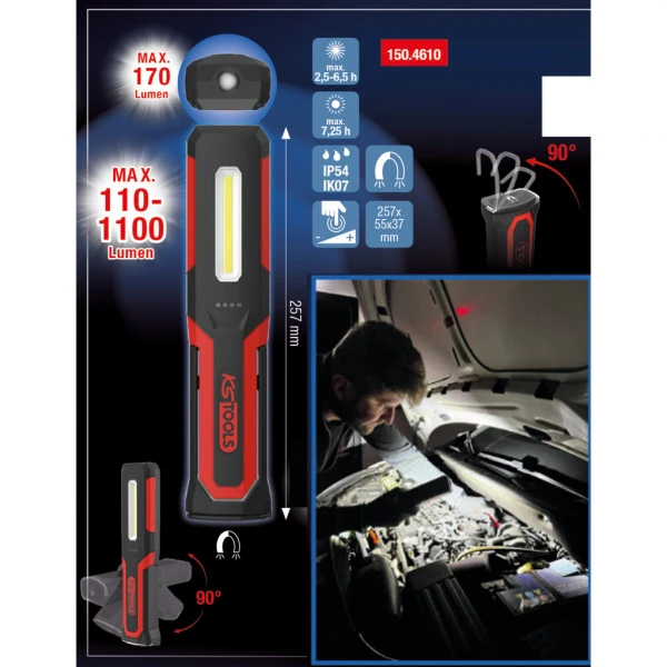 KS Tools eQi UltimateBEAM ručná lampa 1100 lúmenov 150.4610