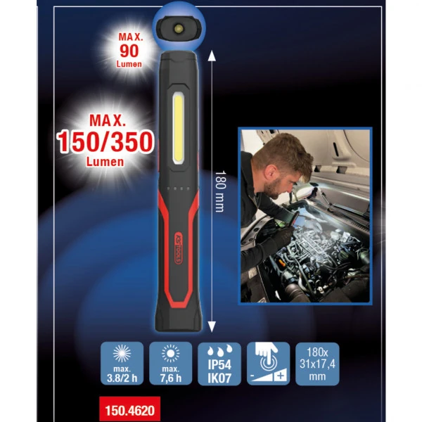 KS Tools eQi UltimateBEAM ručná lampa tenká 350 lúmenov 150.4620