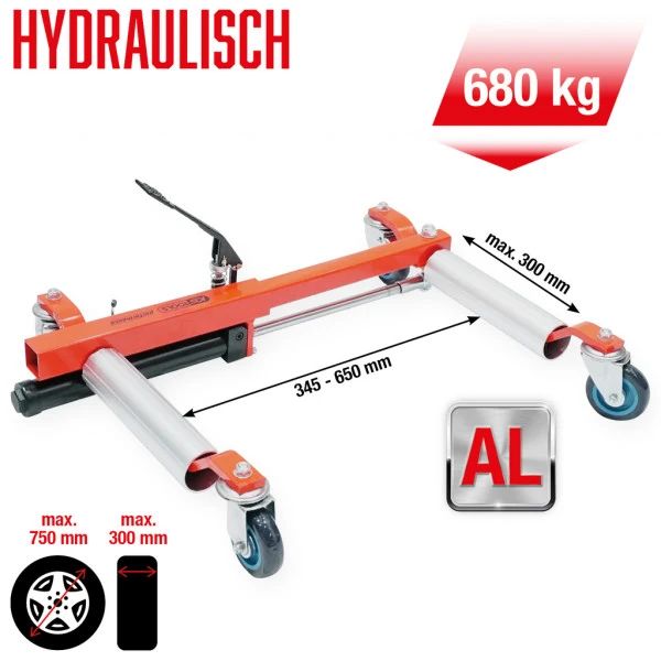 KS Tools performance Hydraulická pomôcka na manévrovanie, 680 kg, šírka pneumatiky 304 mm 160.1205