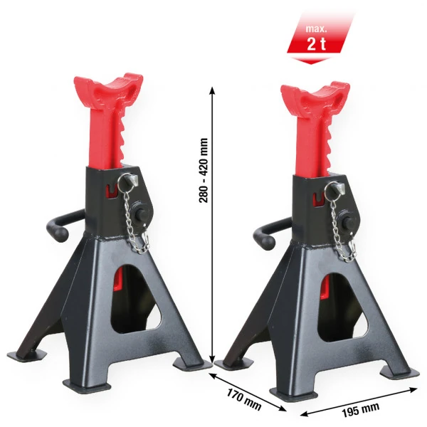KS Tools performance Oceľový podstavec s rýchlym prestavením, 2000 kg, pár 160.1245