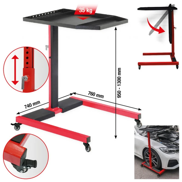 KS Tools performance Univerzálny odkladací stôl, výškovo nastaviteľný, max. 35 kg 160.0215