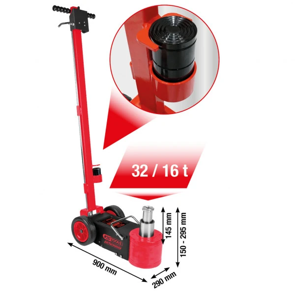 KS Tools performance vzduchovo-hydraulický zdvihák, 32/16 t 160.1075