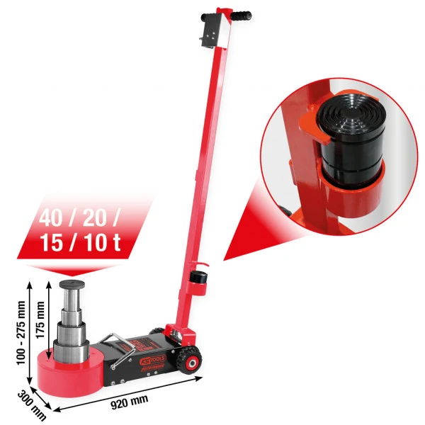 KS Tools performance vzduchovo-hydraulický zdvihák, 40/20/15/10 t 160.1085