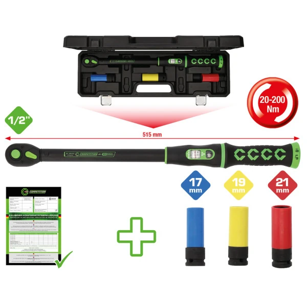KS Tools  1/2" COMPETITION súprava momentových kľúčov s račňou, 20-200Nm, 4-dielna 512.0010