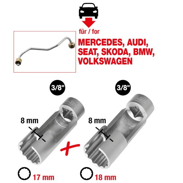 KS Tools 3/8" súprava kľúčov na vstrekovacie vedenia, 2-dielna 405.0160