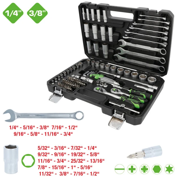 KS Tools  COMPETITION 1/4" + 3/8" súprava nástrčkových kľúčov, 91-dielna 512.0092