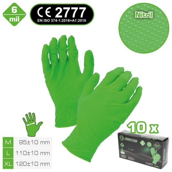 KS Tools  COMPETITION rukavice nitrilové, XL, krabička 10x50 ks, zelené 512.0464OP
