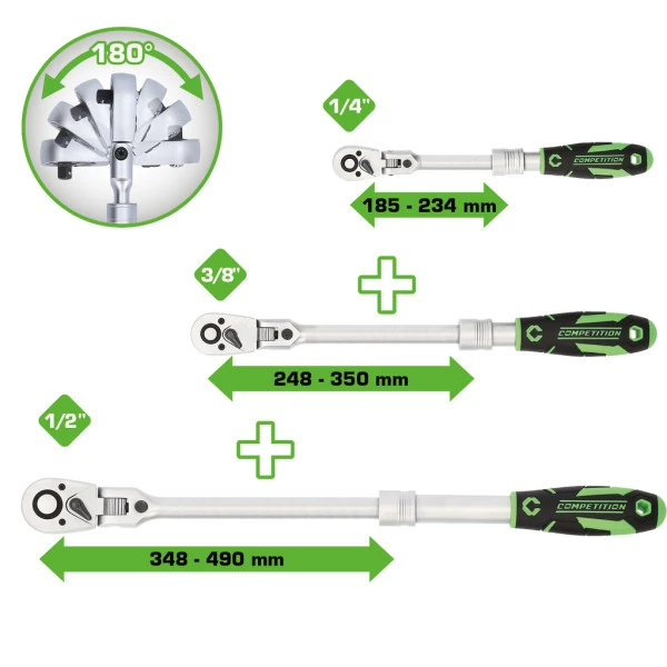 KS Tools COMPETITION súprava teleskopických rační, 3-dielna, 1/4"+3/8"+1/2" 512.0103