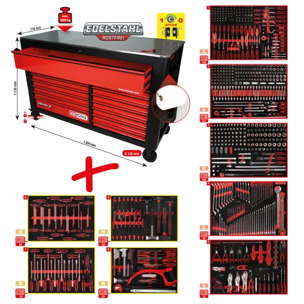 KS Tools Performanceplus súprava dielenského vozíka P45 so 706 náradiami pre 7 zásuviek 845.9706