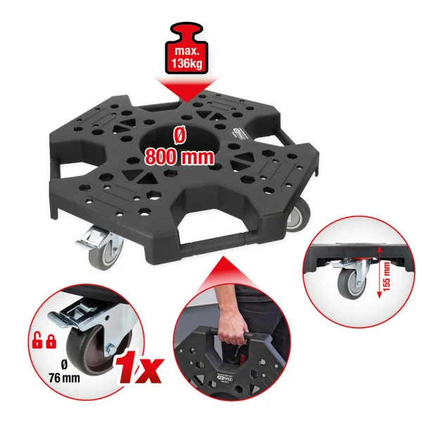 KS Tools  Posunovač diskov a pneumatík, nosnosť 250 kg, ? 800 mm 160.0680