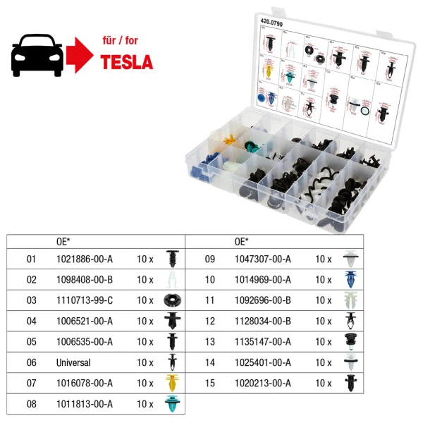 KS Tools  Súprava pripevňovacích svoriek pre Tesla, 150-dielna 420.0790