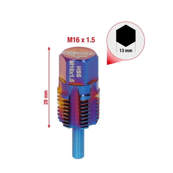 KS Tools Závitorez s vodiacim čapom pre snímače teploty, M16x1,5 150.2556