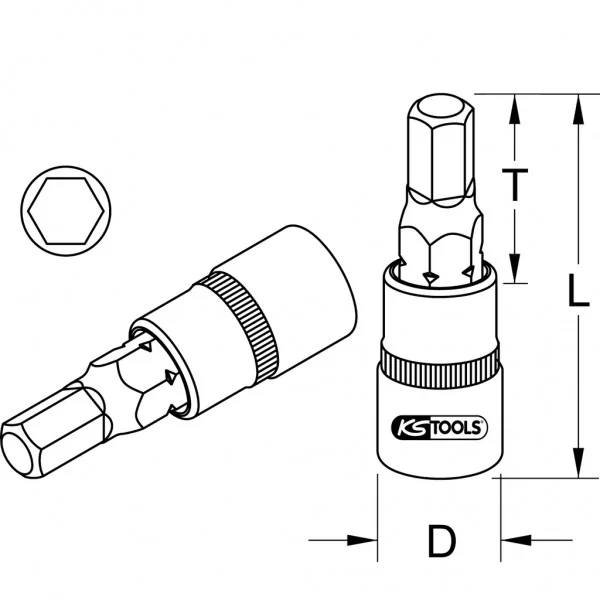 BRONZEplus bit nástrčný vnútorný 6-hran 1" 36 mm KS Tools 963.1063