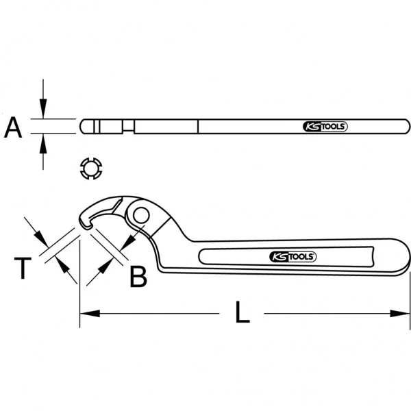BRONZEplus kĺbový hákový kľúč Ø 115–170 mm KS Tools 963.8209