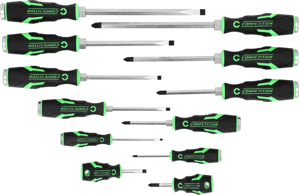 COMPETITION súprava skrutkovačov s úderovou hlavou, 12-dielna, s drážkou, PH KS Tools 512.0722
