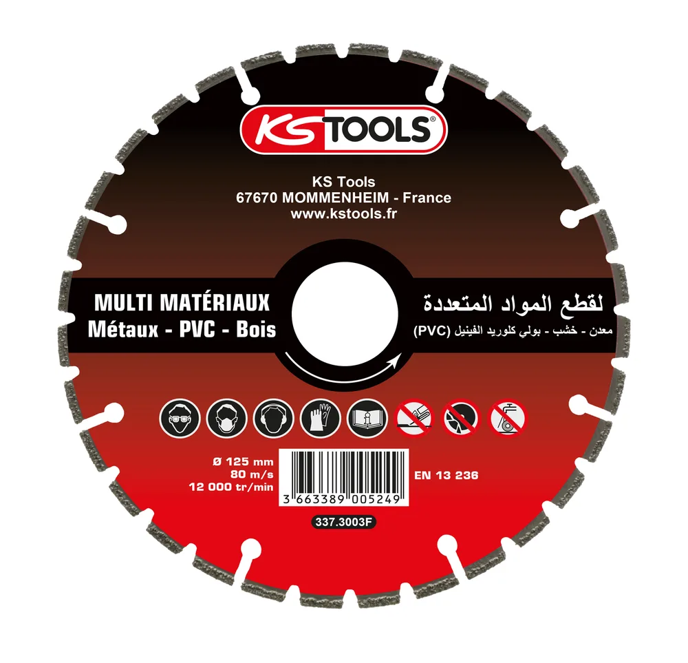Diamantový kotúč na kov, PVC a drevo AVR, Ø 125 × 22,23 mm KS Tools 337.3003F