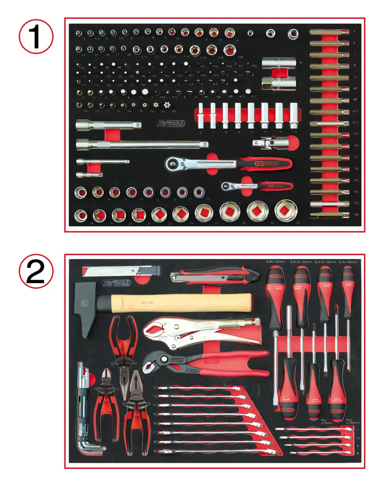 Dielenský vozík RACING s 5 zásuvkami a 184 dielmi náradia KS Tools 855.5184