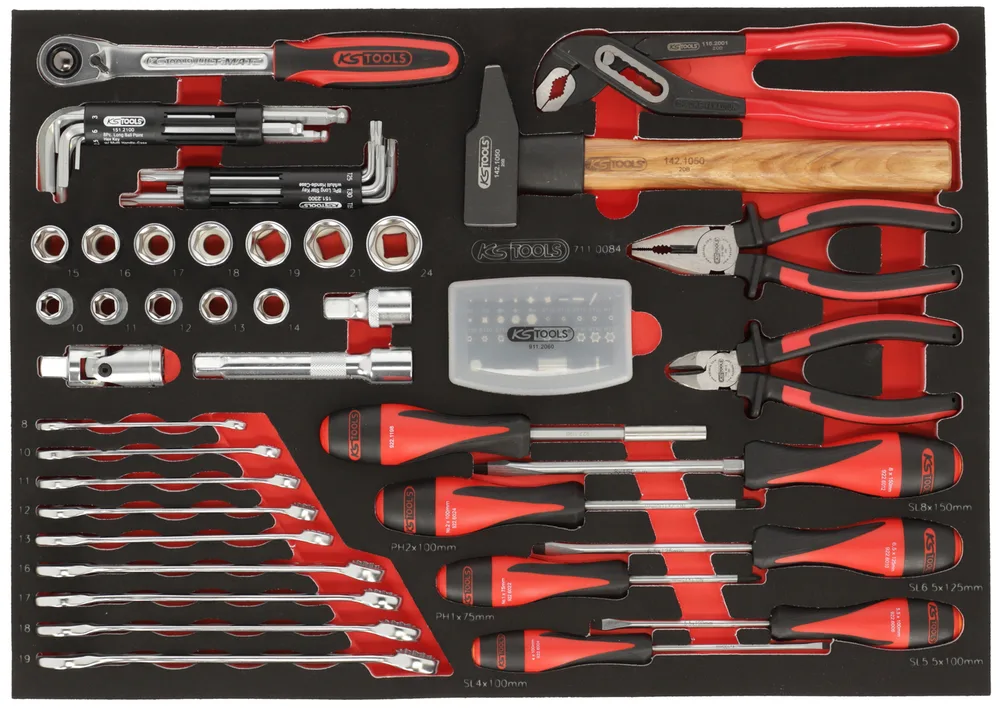 Dielenský vozík RACING s 5 zásuvkami a 84 dielmi náradia KS Tools 855.5084