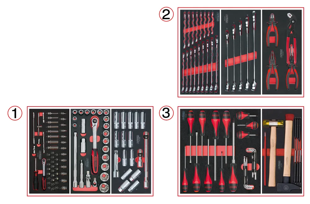 Dielenský vozík RACING s 7 zásuvkami a 158 dielmi náradia KS Tools 855.7158