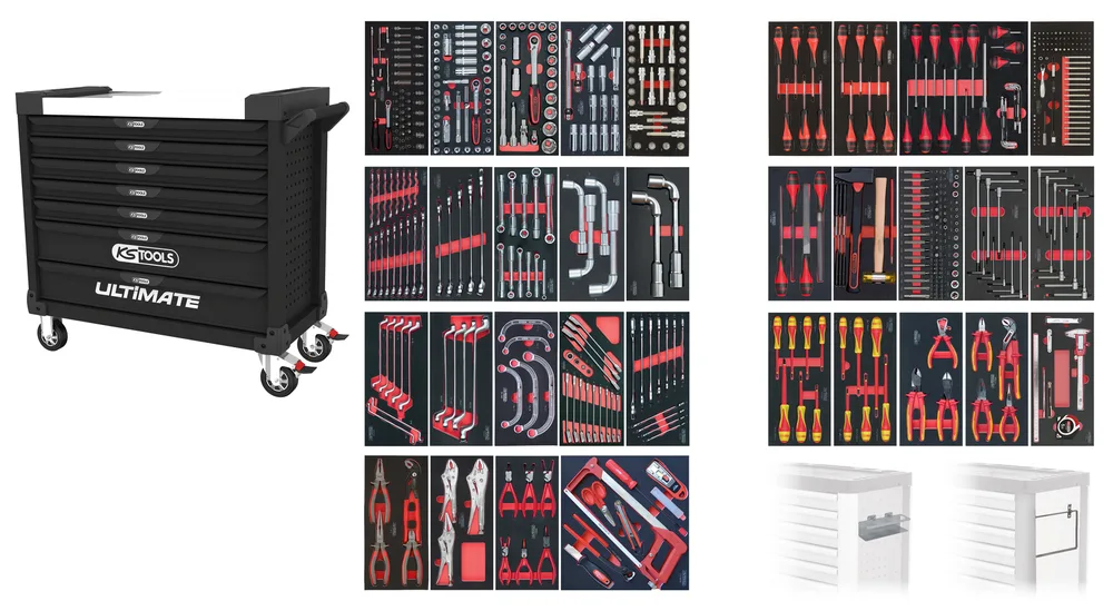 Dielenský vozík ULTIMATE XL s 7 zásuvkami a 562 dielmi náradia KS Tools 825.7562